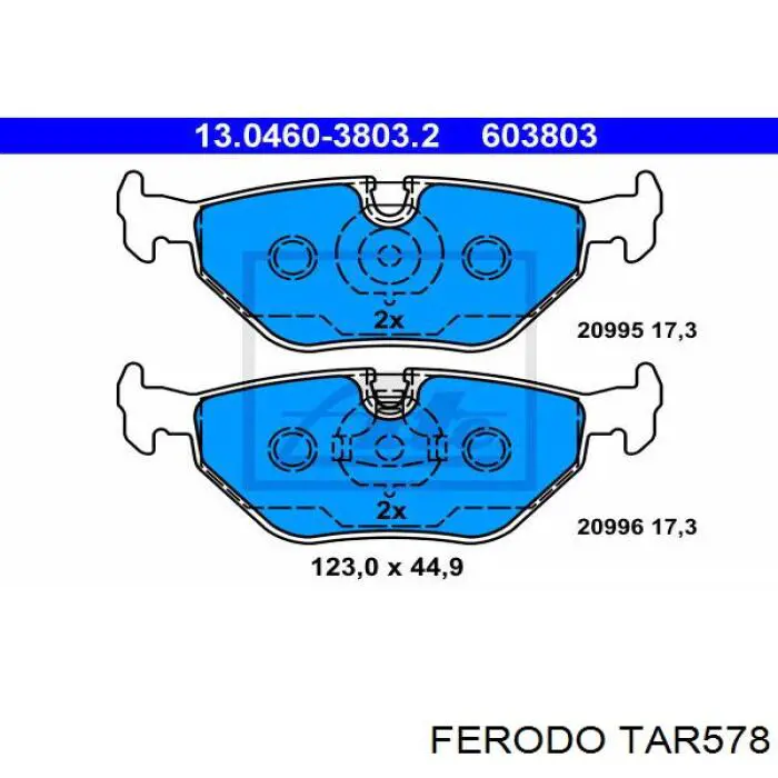 TAR578 Ferodo колодки гальмові задні, дискові