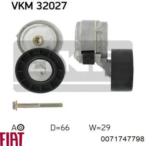 Натягувач приводного ременя Fiat/Alfa/Lancia 0071747798 ціна, від 25.35 USD
