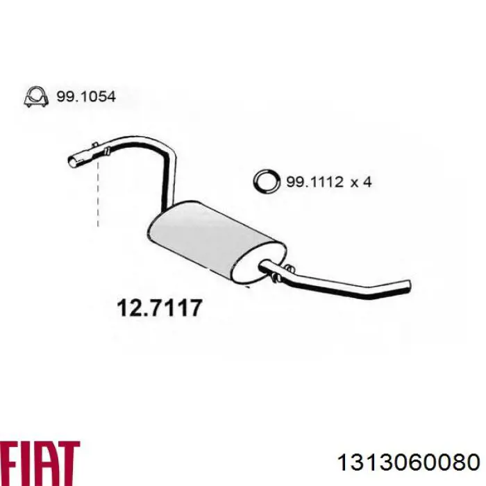 Купити 1313060080 Fiat/Alfa/Lancia Глушник, середня і задня частина