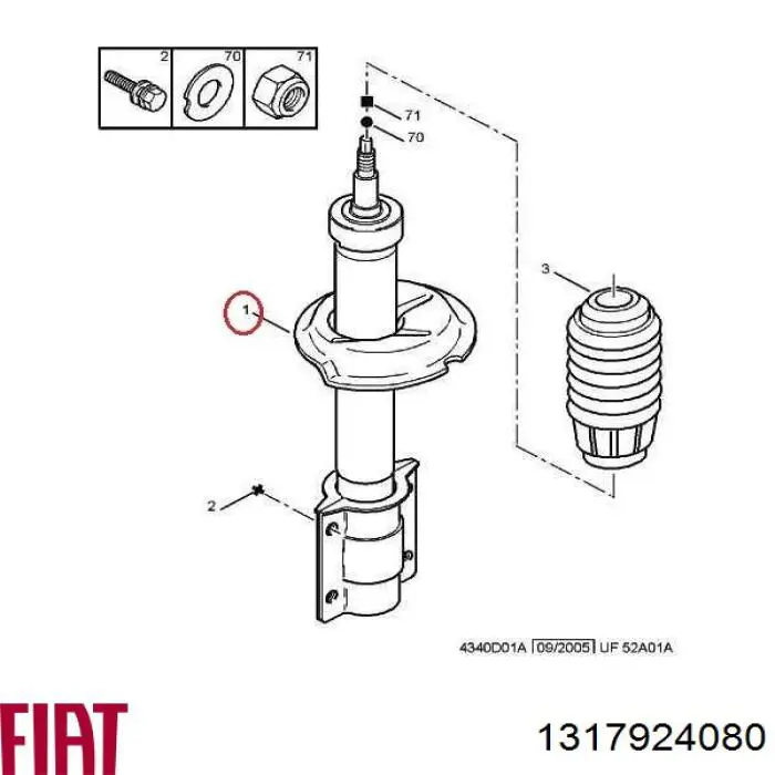 Стойка амортизатора передняя Fiat/Alfa/Lancia 1317924080 ціна, від 75.21 USD