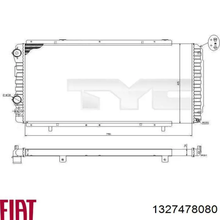 Радіатор охолодження двигуна 1327478080 Fiat/Alfa/Lancia