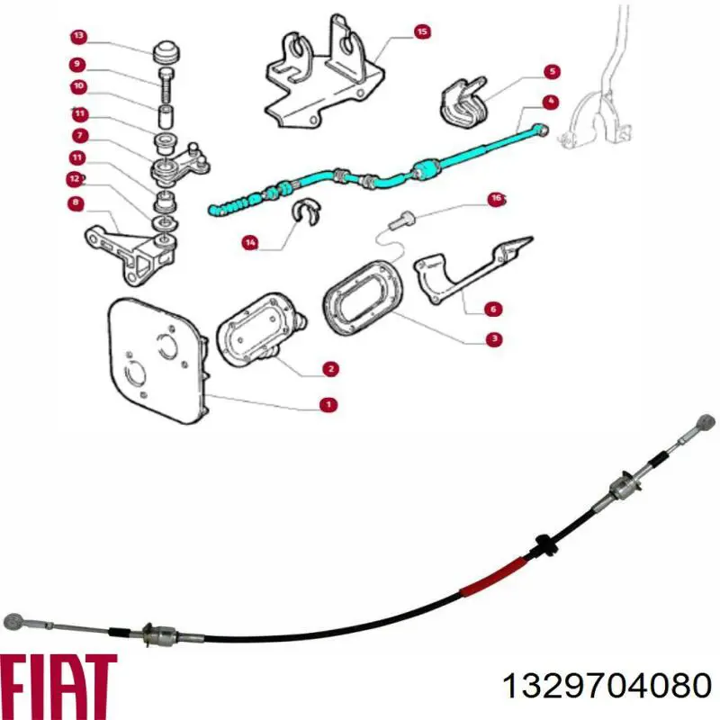 Трос перемикання передач, вибору передачі 1329704080 Fiat/Alfa/Lancia