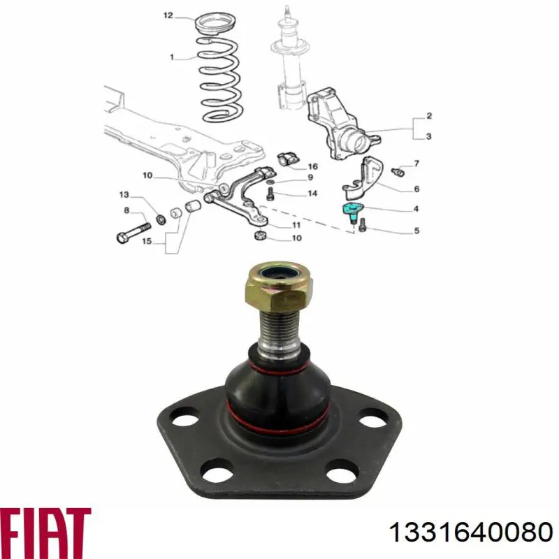 Кульова опора, нижня 1331640080 Fiat/Alfa/Lancia