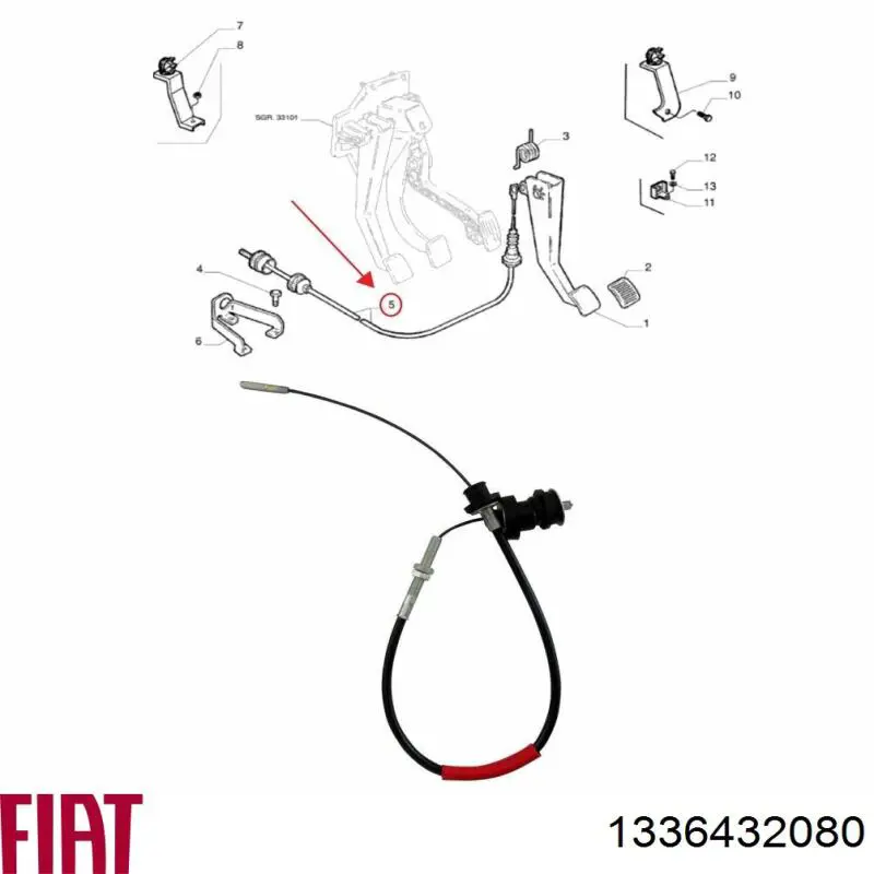 Купити 1336432080 Fiat/Alfa/Lancia Трос зчеплення