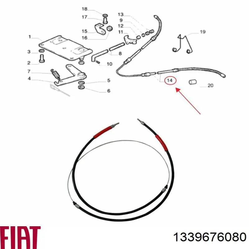 Купити 1339676080 Fiat/Alfa/Lancia Трос ручного гальма задній, правий/лівий