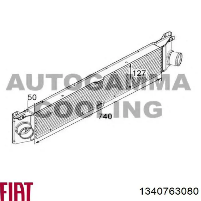 Радіатор интеркуллера 1340763080 Fiat/Alfa/Lancia