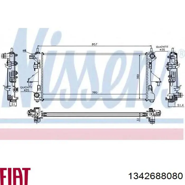 Радіатор 1342688080 Fiat/Alfa/Lancia