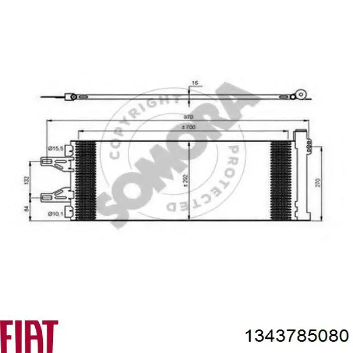 Конденсатор кондиціонера Fiat/Alfa/Lancia 1343785080 ціна, від 63.56 USD