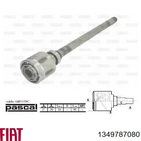 Пильник гранати внутрішній, передній півосі Fiat/Alfa/Lancia 1349787080 ціна, від 8.34 USD