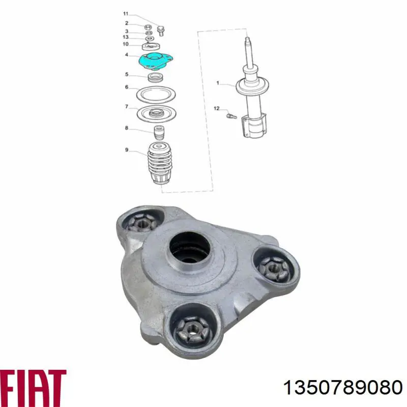 Опора амортизатора переднього лівого 1350789080 Fiat/Alfa/Lancia