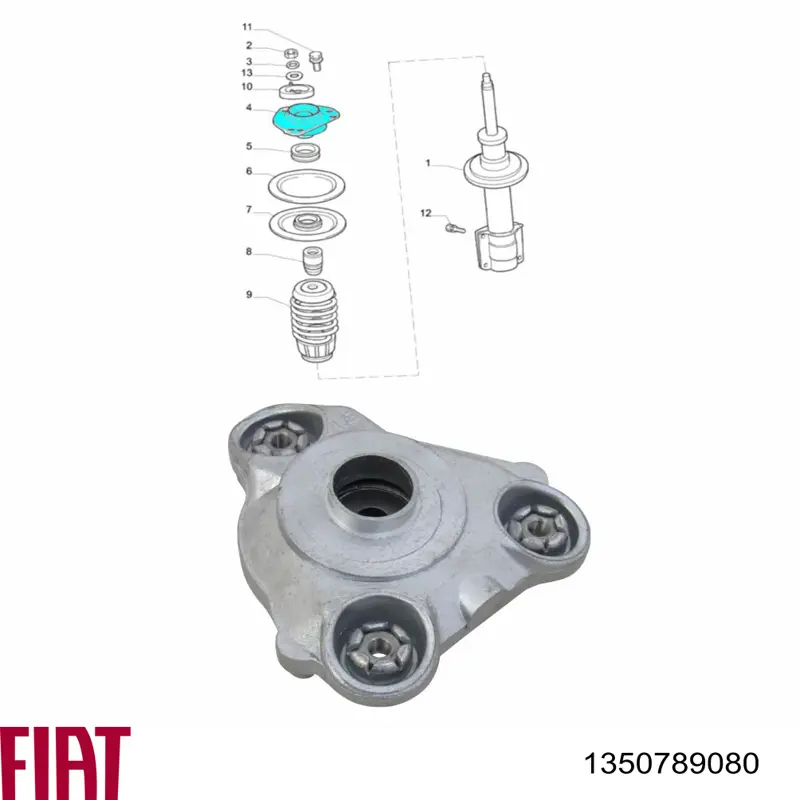 Опора амортизатора переднього лівого Fiat/Alfa/Lancia 1350789080 ціна, від 23.48 USD