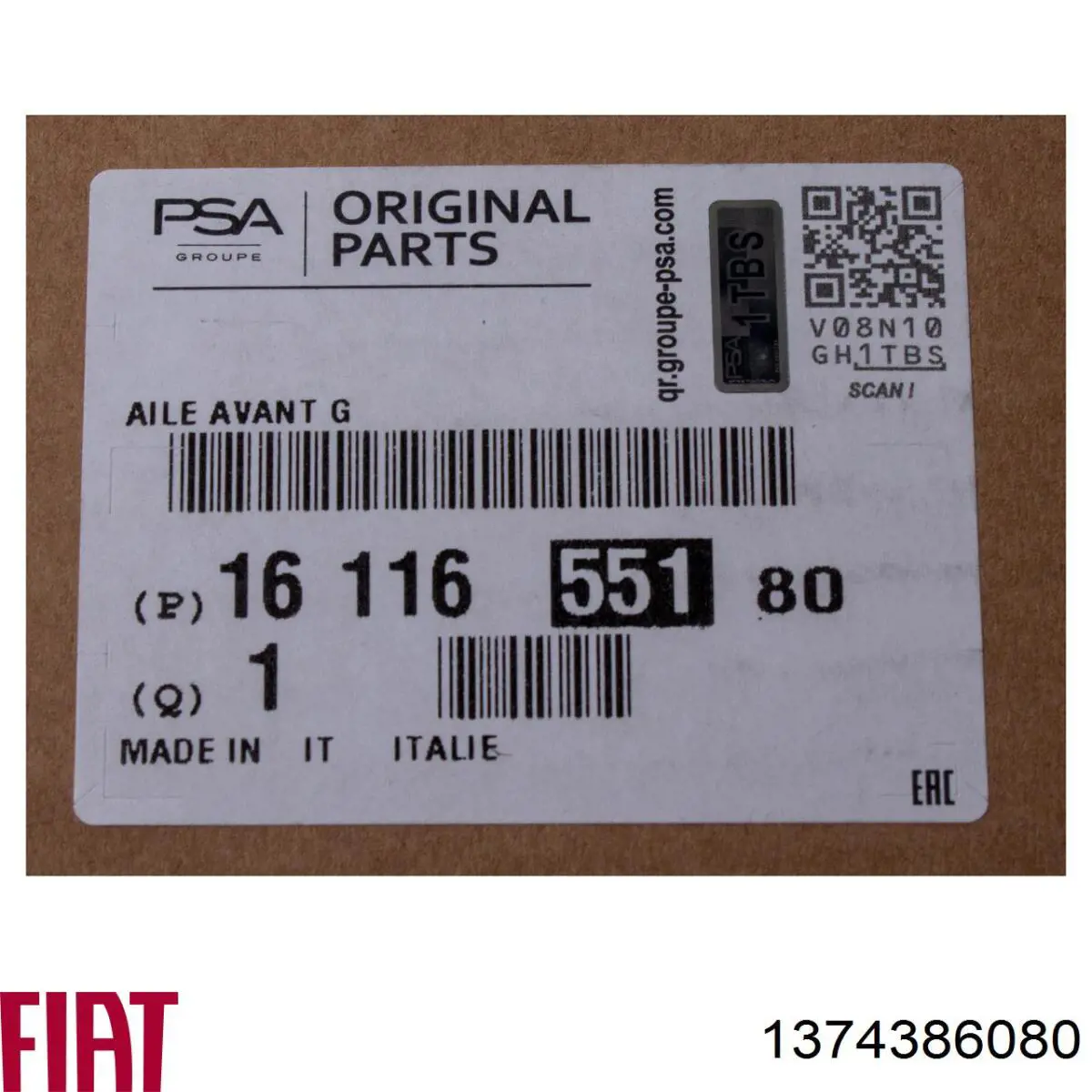 Ліве переднє крило Fiat/Alfa/Lancia 1374386080 ціна, від 98.86 USD