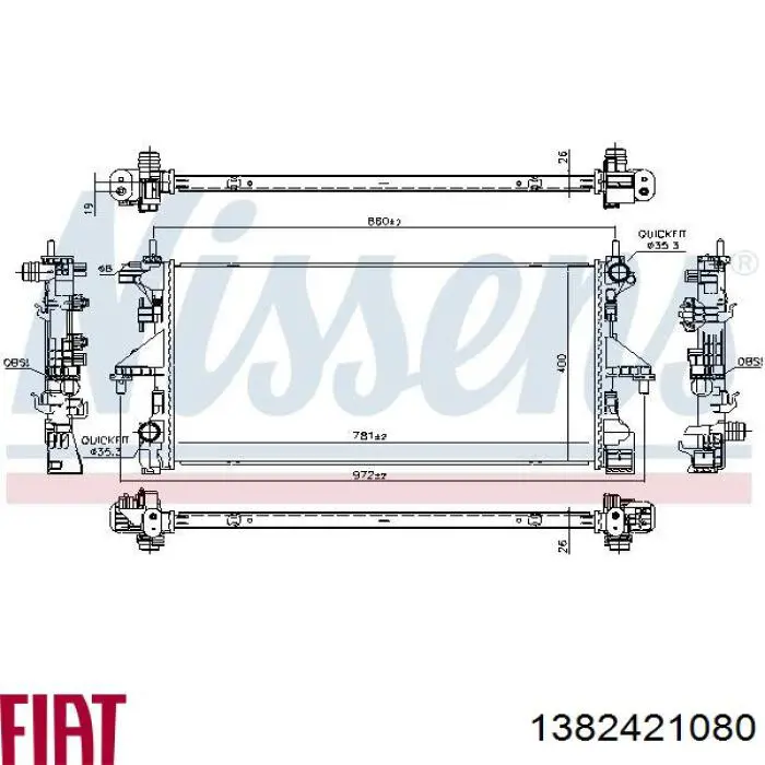 Радіатор 1382421080 Fiat/Alfa/Lancia