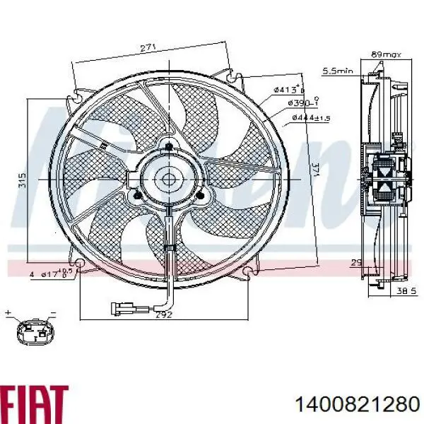 Вентилятор системи охолодження лівий Fiat/Alfa/Lancia 1400821280 ціна, від 56.06 USD