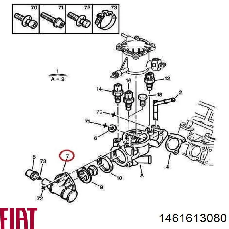 1461613080 Fiat/Alfa/Lancia кришка термостата