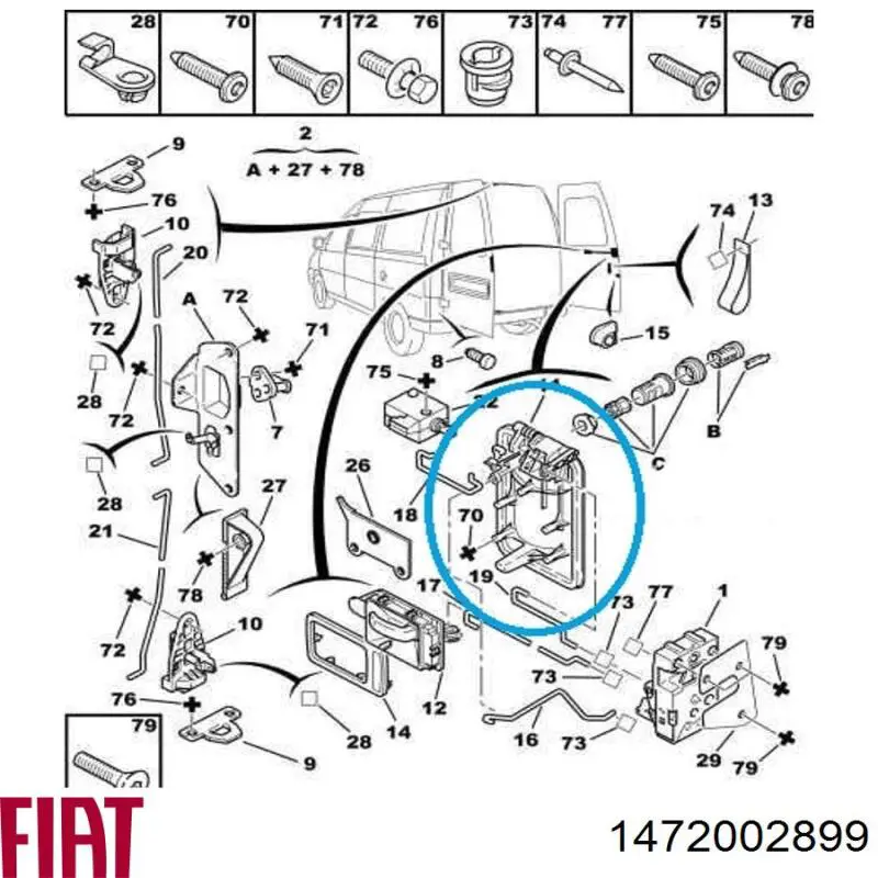 1472002899 Fiat/Alfa/Lancia ручка задньої (двостулкової двері права зовнішня)
