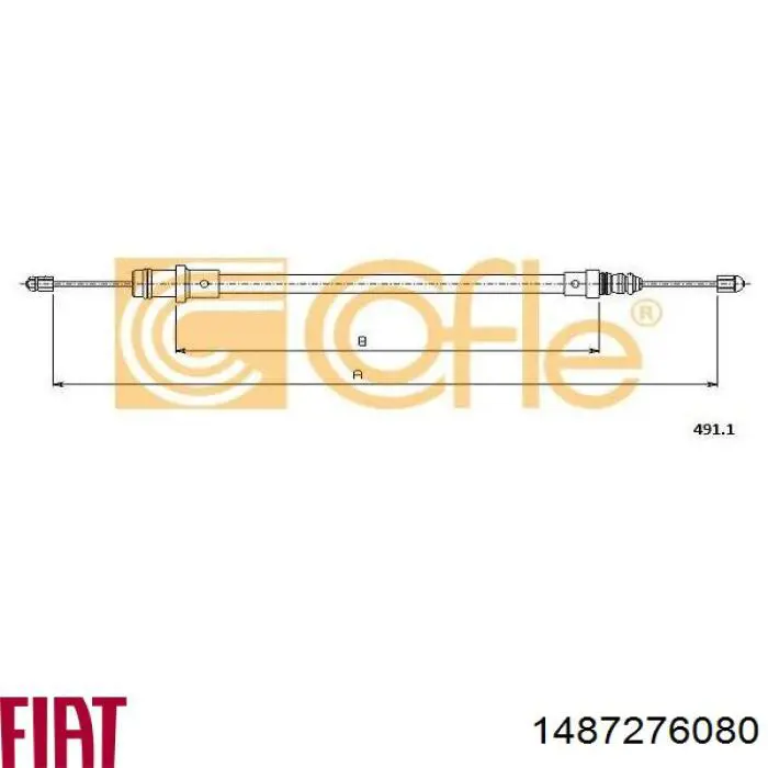 Купити 1487276080 Fiat/Alfa/Lancia Трос ручного гальма передній