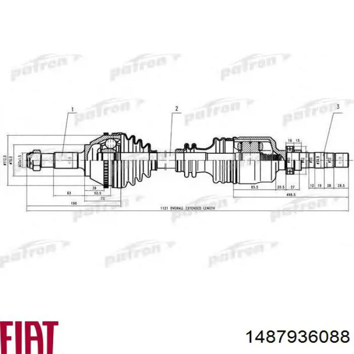 Піввісь передня, права Fiat/Alfa/Lancia 1487936088 ціна, від 106.49 USD
