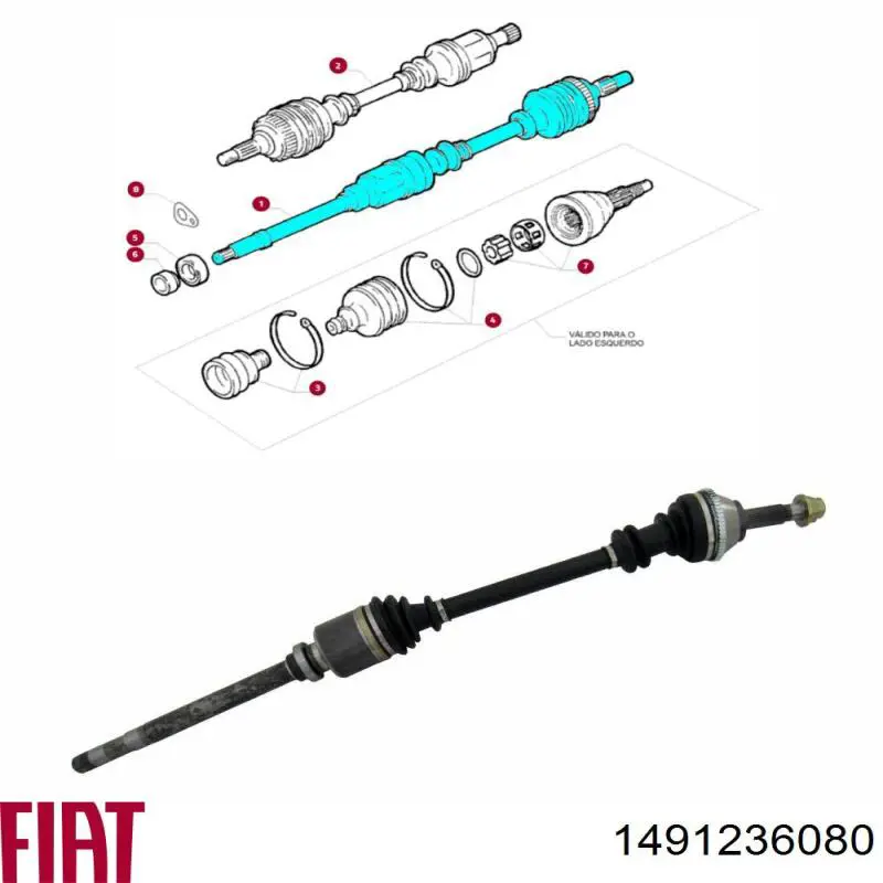 Піввісь передня, права Fiat/Alfa/Lancia 1491236080 ціна, від 92.66 USD