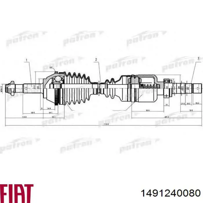 1491240080 Fiat/Alfa/Lancia Привід передній правий