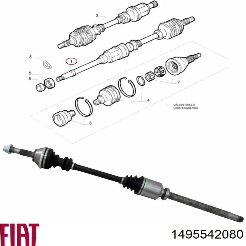 Піввісь передня, права Fiat/Alfa/Lancia 1495542080 ціна, від 85.53 USD