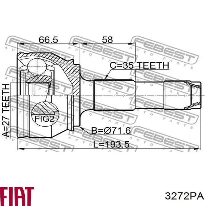Купити 3272PA Fiat/Alfa/Lancia Ліва піввісь