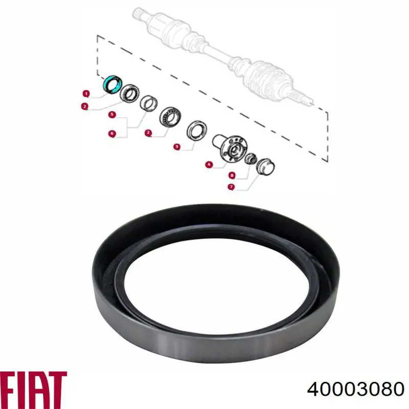 Купити 40003080 Fiat/Alfa/Lancia Сальник передньої маточини, внутрішній