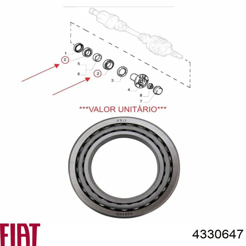 Комплект підшипник маточини передньої Fiat/Alfa/Lancia 4330647 ціна, від 17.94 USD