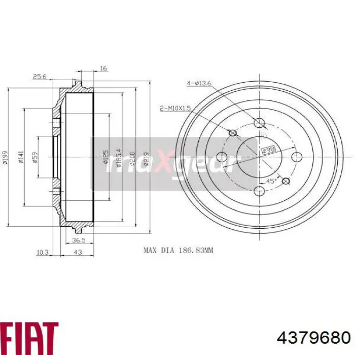 Купити 4379680 Fiat/Alfa/Lancia Барабан гальмівний задній