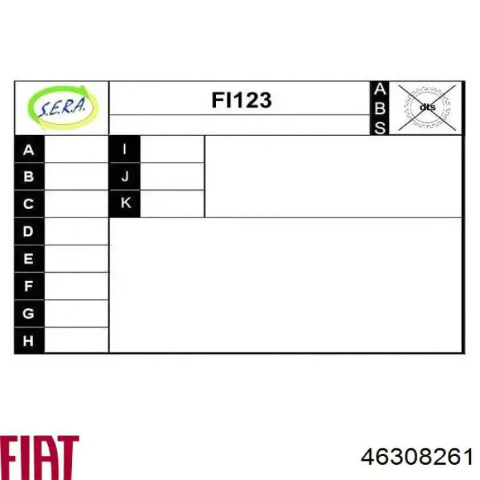 Піввісь (привід) передня, права 46308261 Fiat/Alfa/Lancia