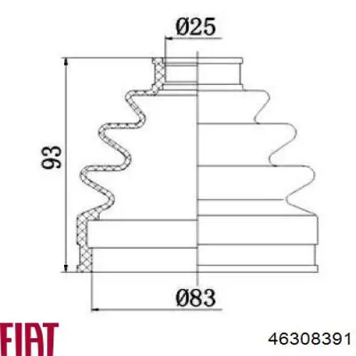 ШРКШ внутрішній, передній, правий Fiat/Alfa/Lancia 46308391 ціна, від 43.03 USD