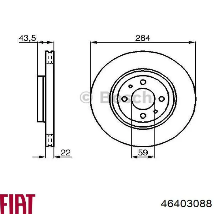 Диск переднього гальма Fiat/Alfa/Lancia 46403088 ціна, від 30.53 USD