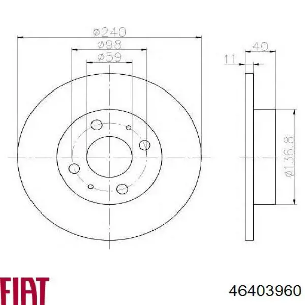 Купити 46403960 Fiat/Alfa/Lancia Диск заднього гальма