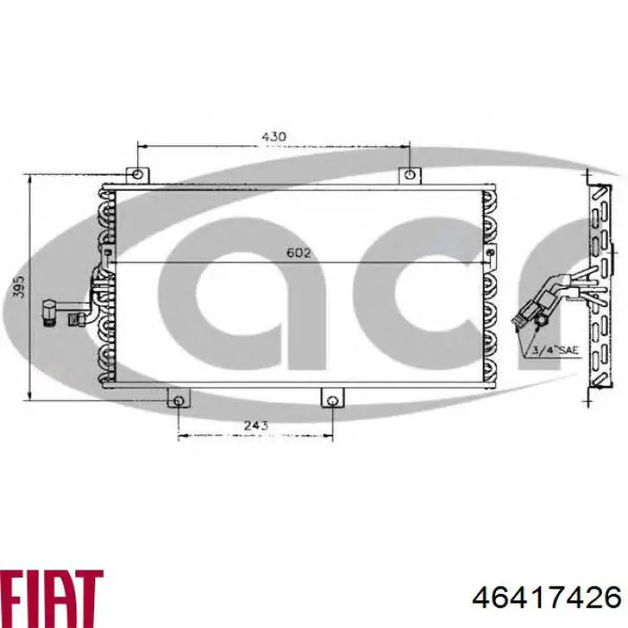 Конденсатор кондиціонера Fiat/Alfa/Lancia 46417426 ціна, від 26.93 USD