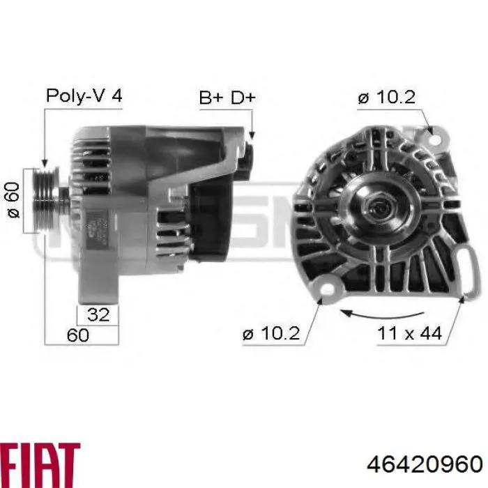 Генератор Fiat/Alfa/Lancia 46420960 ціна, від 105.84 USD