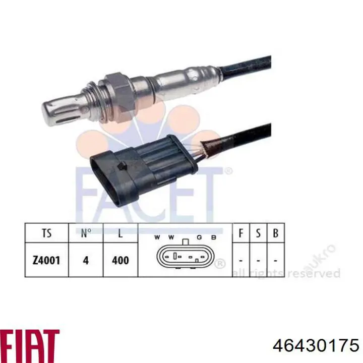 Лямбдазонд, датчик кисню до каталізатора 46430175 Fiat/Alfa/Lancia