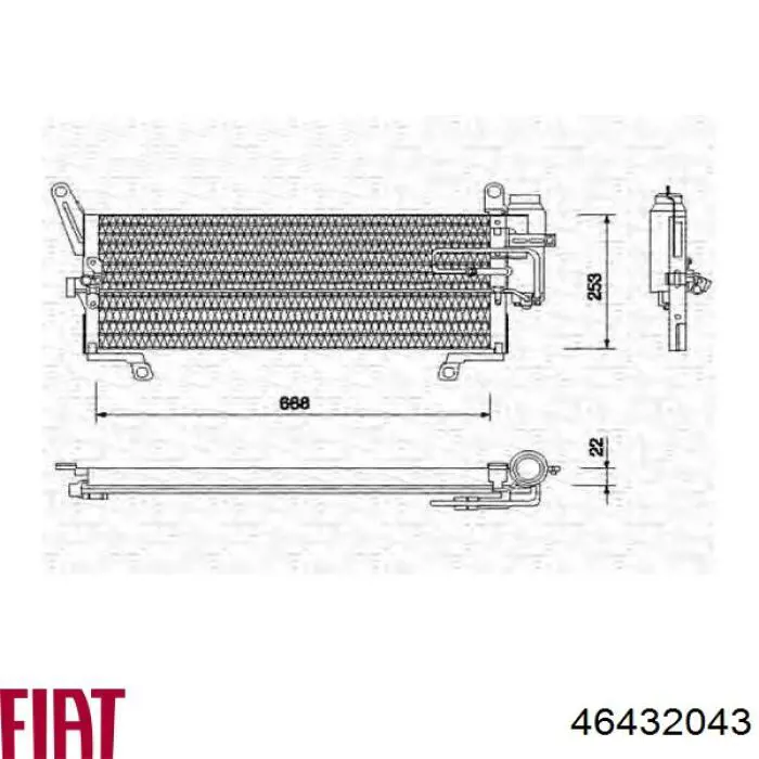 Конденсатор кондиціонера Fiat/Alfa/Lancia 46432043 ціна, від 229.89 USD