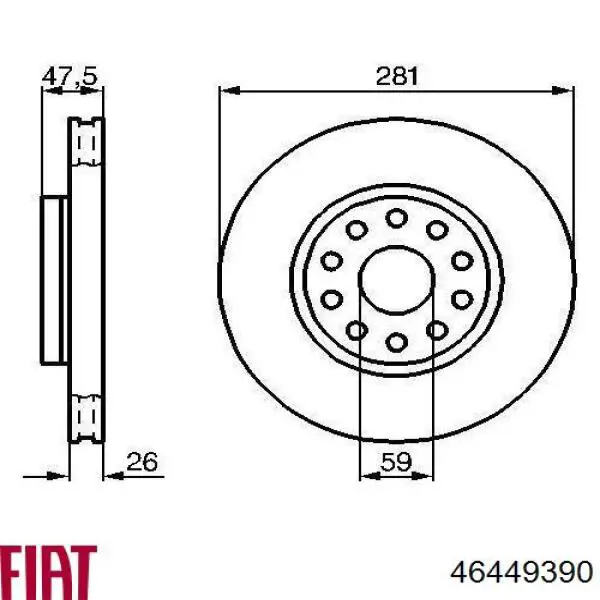 Купити 46449390 Fiat/Alfa/Lancia Ротор гальмівний