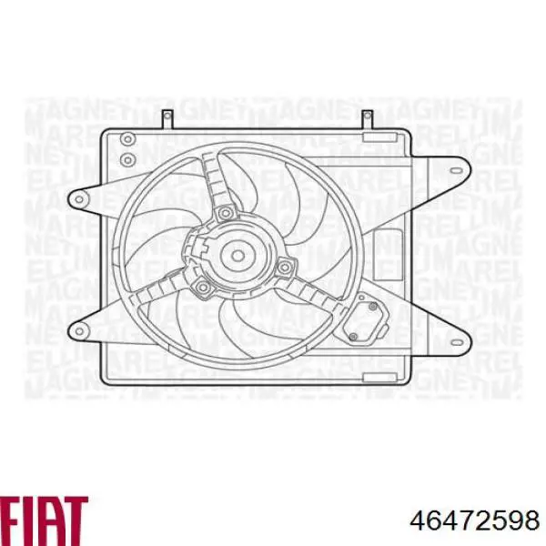 Дифузор радіатора охолодження, в зборі з двигуном і крильчаткою 46472598 Fiat/Alfa/Lancia