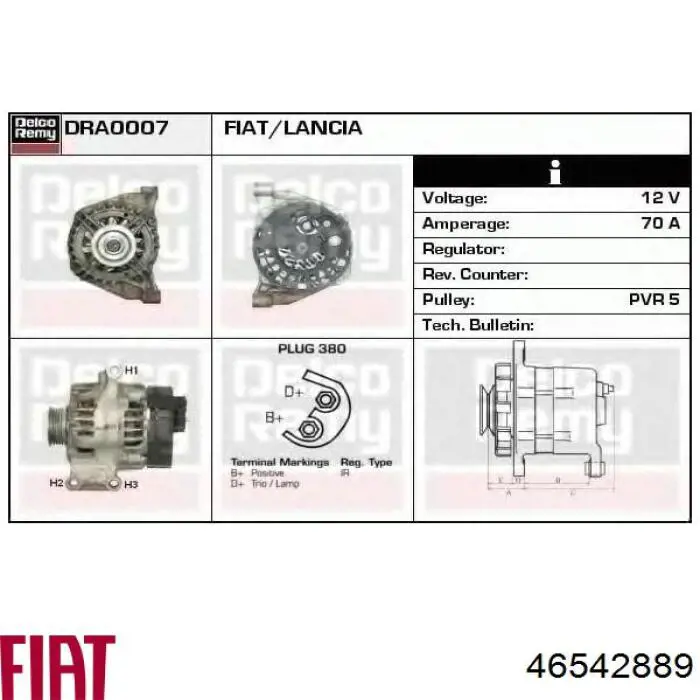 46542889 Fiat/Alfa/Lancia генератор