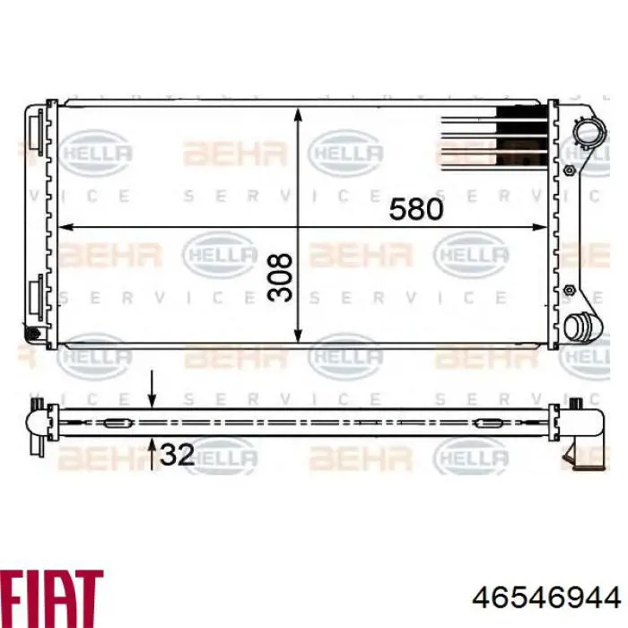 46546944 Fiat/Alfa/Lancia Радіатор охолодження двигуна