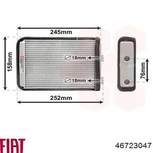 Радіатор пічки (обігрівача) Fiat/Alfa/Lancia 46723047 ціна, від 29.70 USD