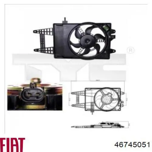 Дифузор радіатора охолодження, в зборі з двигуном і крильчаткою 46745051 Fiat/Alfa/Lancia