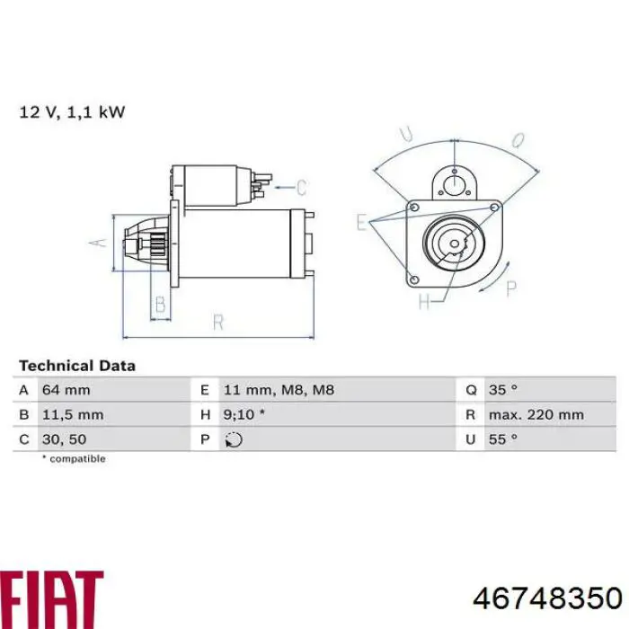 Стартер 46748350 Fiat/Alfa/Lancia