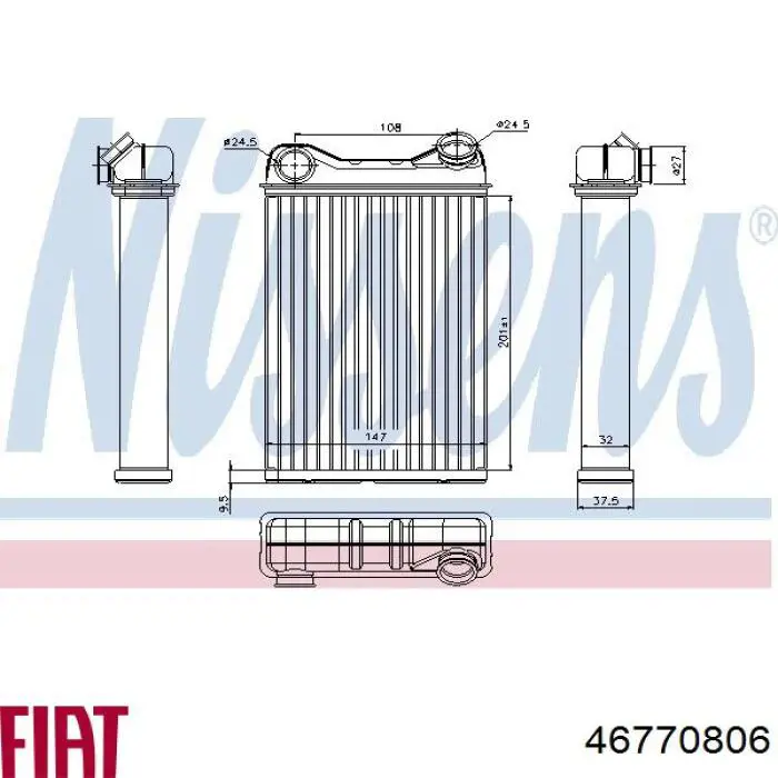 46770806 Fiat/Alfa/Lancia радіатор пічки (обігрівача)