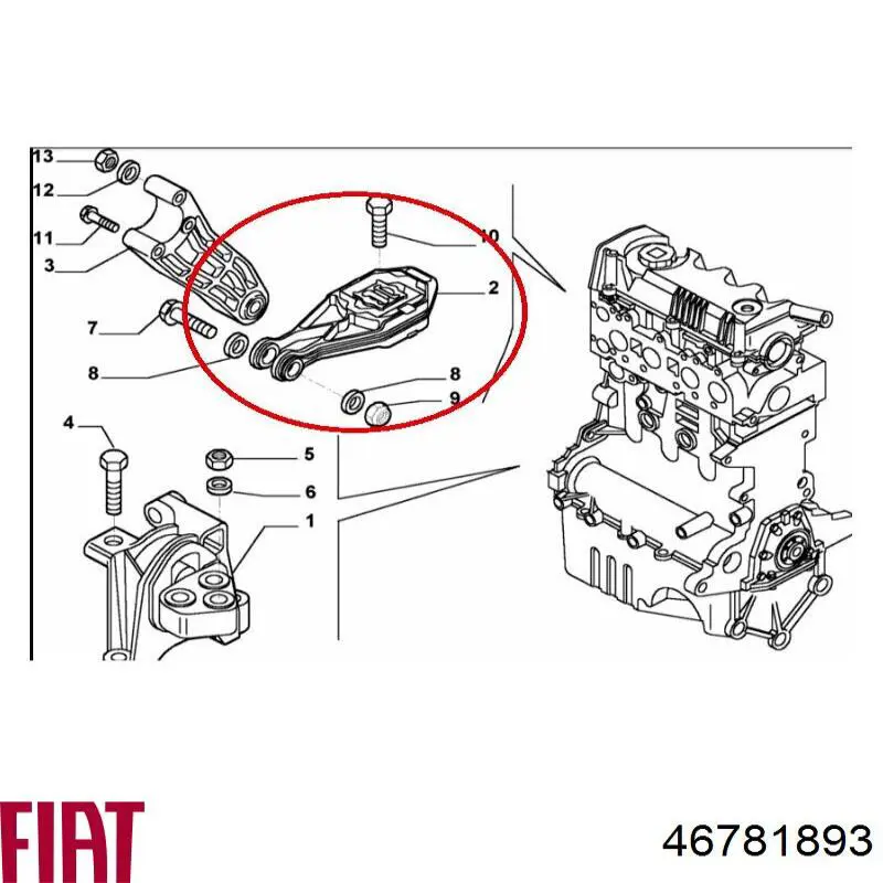 Купити 46781893 Fiat/Alfa/Lancia Подушка коробки передач