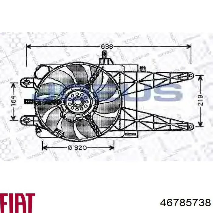 46785738 Fiat/Alfa/Lancia Дифузор радіатора охолодження, в зборі з мотором і крильчаткою