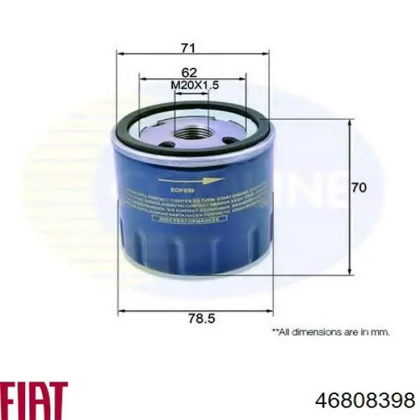 Купити 46808398 Fiat/Alfa/Lancia Фільтр очищення масла відцентровий