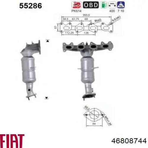 Купити 46808744 Fiat/Alfa/Lancia Перетворювач відпрацьованих газів