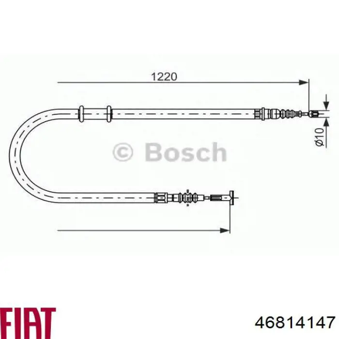 Трос ручного гальма задній, лівий 46814147 Fiat/Alfa/Lancia